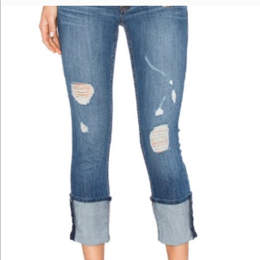 Hudson Crop Muse Skinny Jeans with Cuff, Size 27